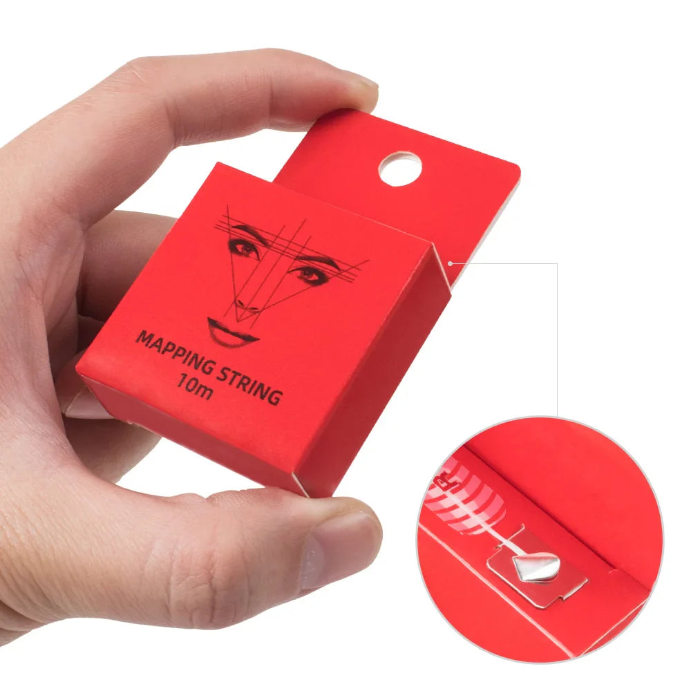 10m Pre-Inked Mapping String for Eyebrows – Microblading & PMU Marker Thread in Box for Tattoo Brow Mapping