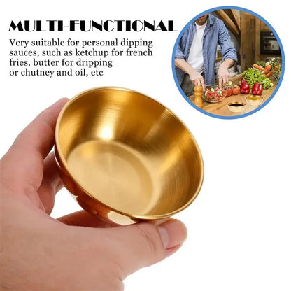 2PCS/4PCS Stainless Steel Golden Sauce Dishes – Appetizer & Seasoning Serving Tray Set for Kitchen Tableware