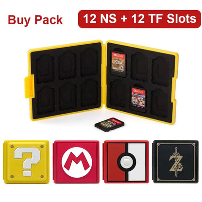 12-in-1 Hard Game Card Storage Case for Switch OLED – Cartridge & Micro SD Memory Card Holder for NS Games