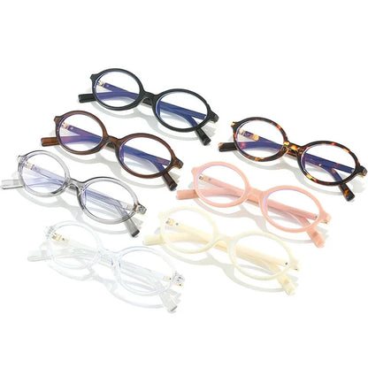 Oval Small Frame Retro Glasses for Women - Korean Plain Style Anti-Blue Light Eyewear, Ladies Optical Spectacles