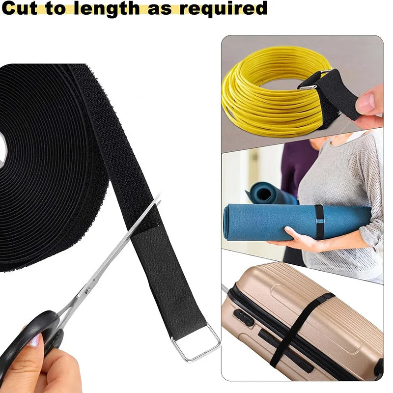 5M Hook & Loop Cable Straps with 20 Buckles – Adjustable Cut-to-Length Nylon Cinch Straps for Cable Organization