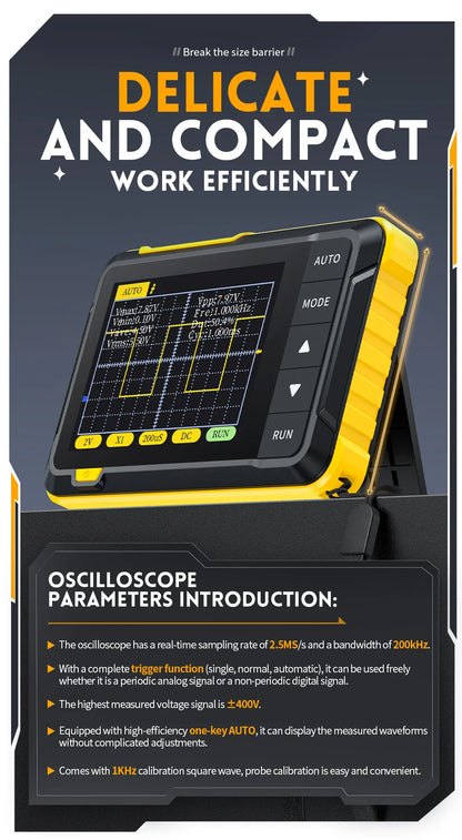 FNIRSI DSO510 DSO152 DSO153 Mini Handheld Digital Oscilloscope | 2-in-1, 48MS/s, 10MHz Bandwidth for Electronic Repair