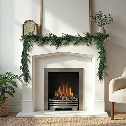 1.5/1.8/2.7M Cypress Garland – Christmas Pine Tree Decoration with Norfolk Tree Leaves for Home & Fireplace