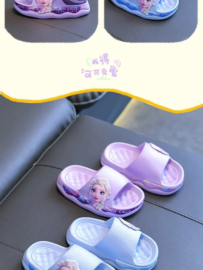 Disney Frozen Elsa Girls Slippers — Cute Cartoon Anti-Slip Soft Sole Summer Sandals