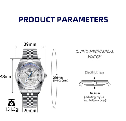 ADDIESDIVE 2024 Luxury Couple Watches – Sapphire Crystal Automatic Mechanical NH35A Steel Wristwatch for Men & Women Gift