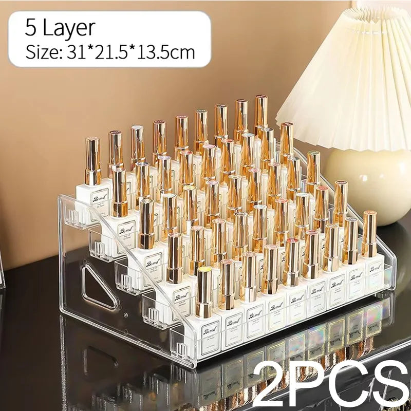 Multi-Layer Acrylic Nail Polish Display Rack – 3/4/5/6/7 Tier Transparent Organizer