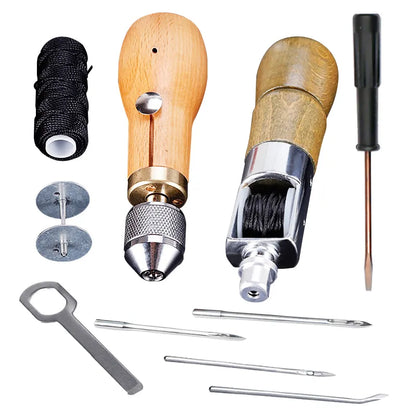 DIY Leather Sewing Awl Kit: Hand Sewing Tools with Waxed Thread - Craft Edge Stitching for Belts, Strips, Shoemaker & Canvas Repair