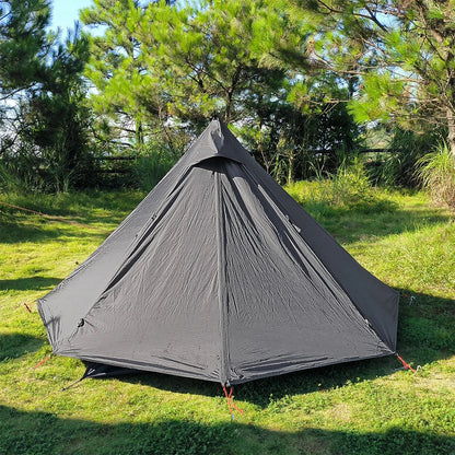 Camping Hot Tent with Chimney Window - Ultralight Tipi Teepee Pyramid, Double Layer Bushcraft Tent for 1 Person
