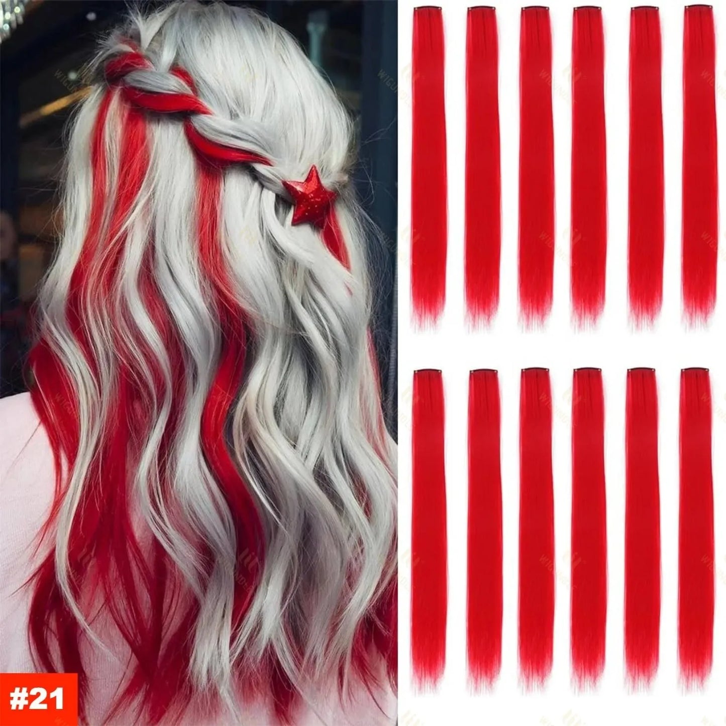 1/5/11 Pack 22" Clip-In Multi-Color Rainbow Hair Extensions – Synthetic Highlights for Girls, Women & Kids