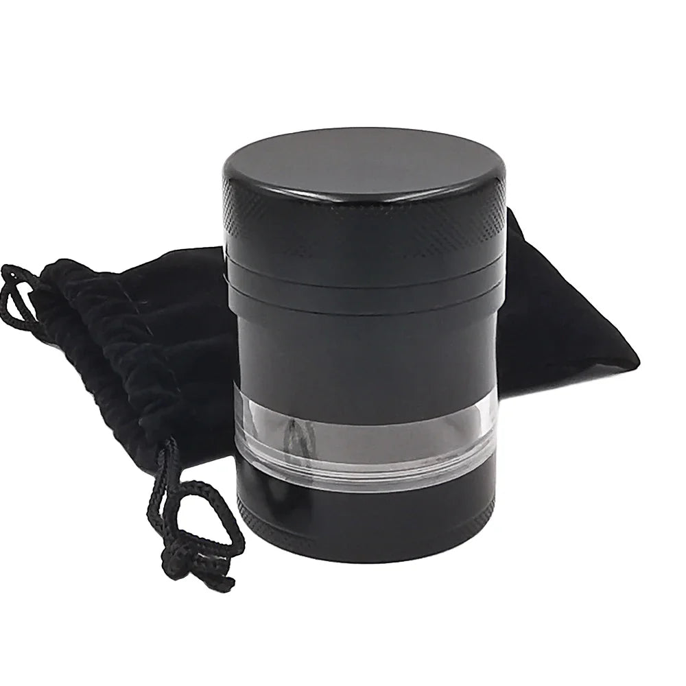 55MM Toothless Metal Herb Grinder — Manual Spice Crusher with Large Capacity & Transparent Screen Catcher