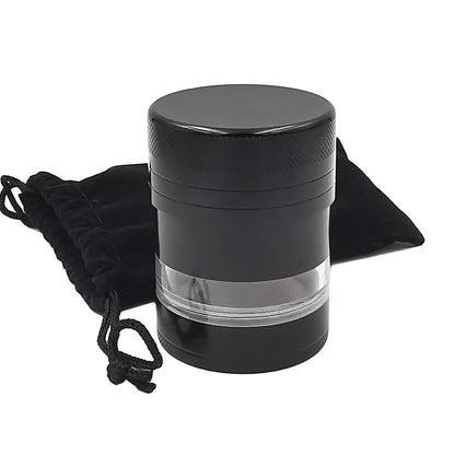 55MM Toothless Metal Herb Grinder — Manual Spice Crusher with Large Capacity & Transparent Screen Catcher