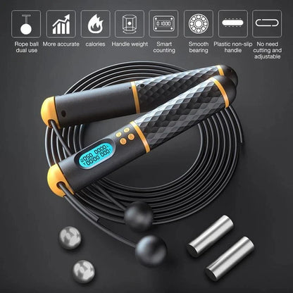 ProSpeed 2-in-1 Multifunctional Digital Skipping Rope | Professional Ball Bearings, Non-slip Handles, Calorie Counter | Perfect for Jumps and Fitness