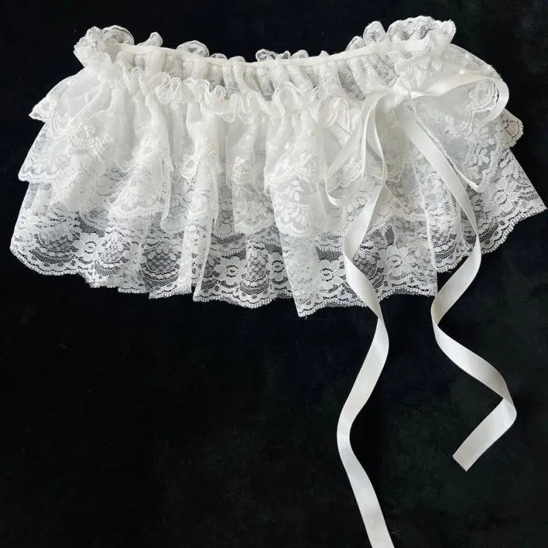 Y2K Lace Mini Skirt -  High Waist Ruffled Pleated Layered Streetwear