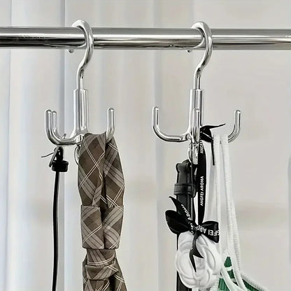 Multifunctional Rotating Clothes Hook — Punch-Free 4-Claw Hanger for Coats, Belts & Scarves