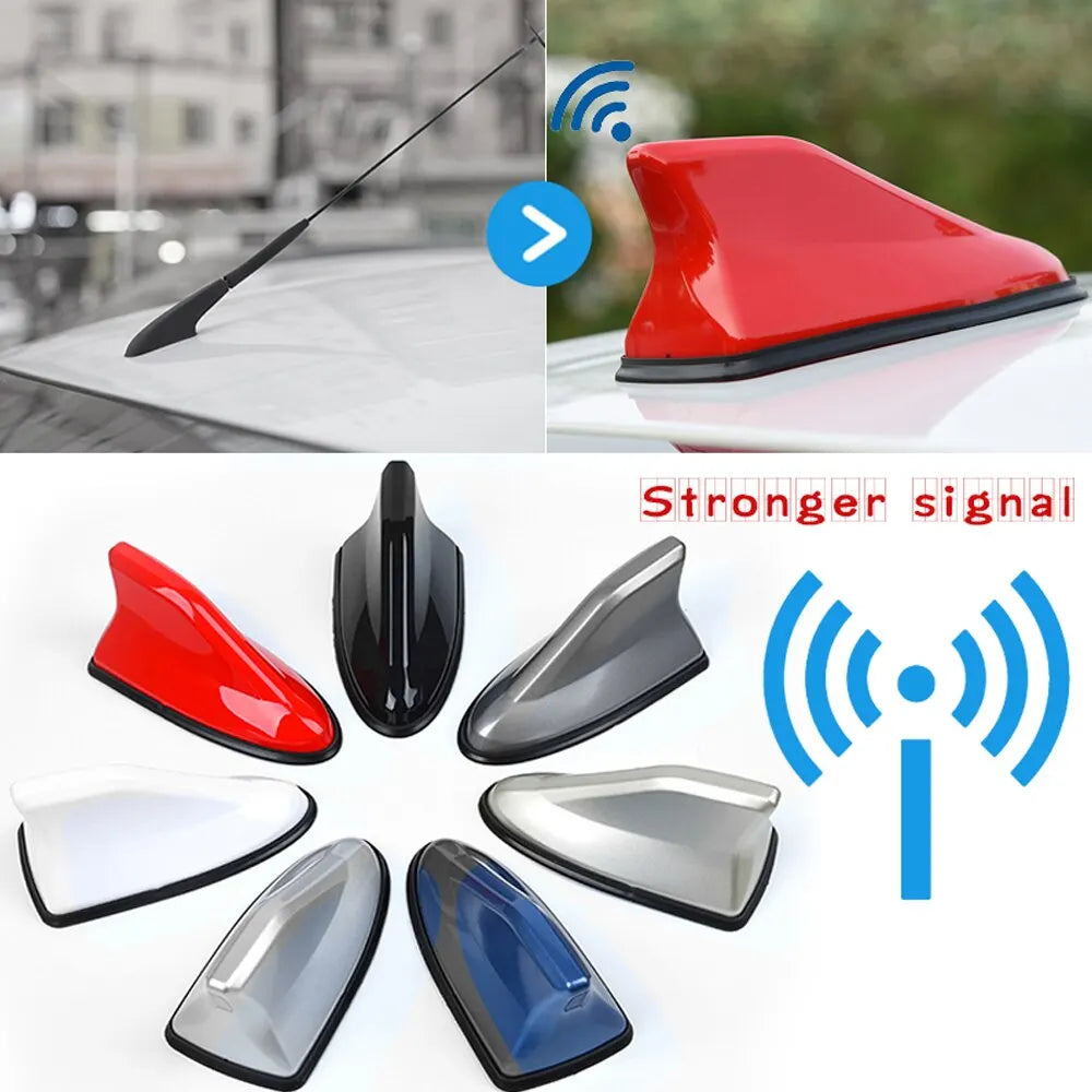 Waterproof Shark Fin Roof Decorative Car Radio Antenna - Universal Design with Adhesive Tape Base, FM/AM Radio Function