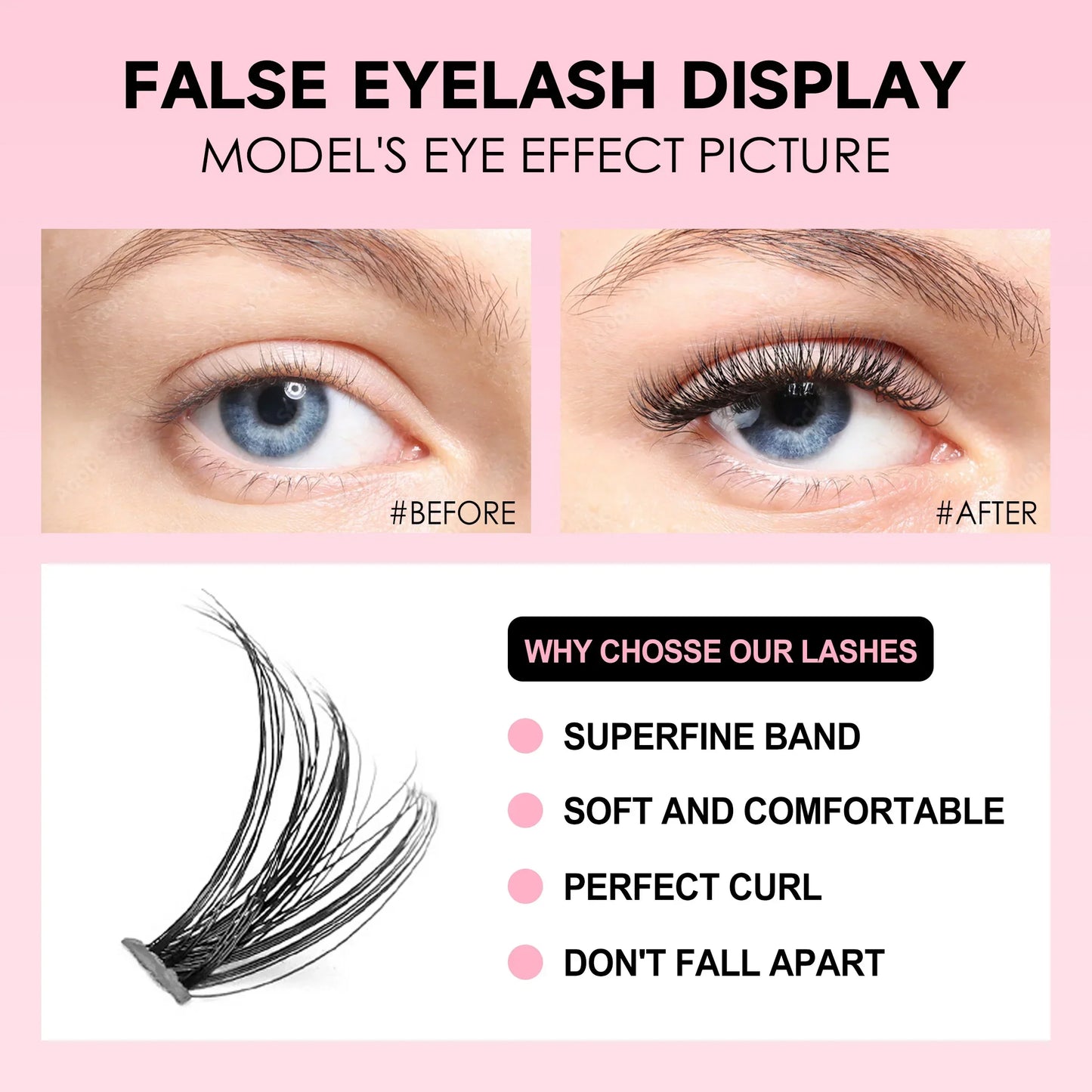 DIY Eyelash Extension Kit — 200 PCS Cluster Lashes with Lash Bond, Seal & Glue Accessories for Makeup Application