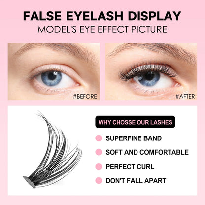 DIY Eyelash Extension Kit — 200 PCS Cluster Lashes with Lash Bond, Seal & Glue Accessories for Makeup Application