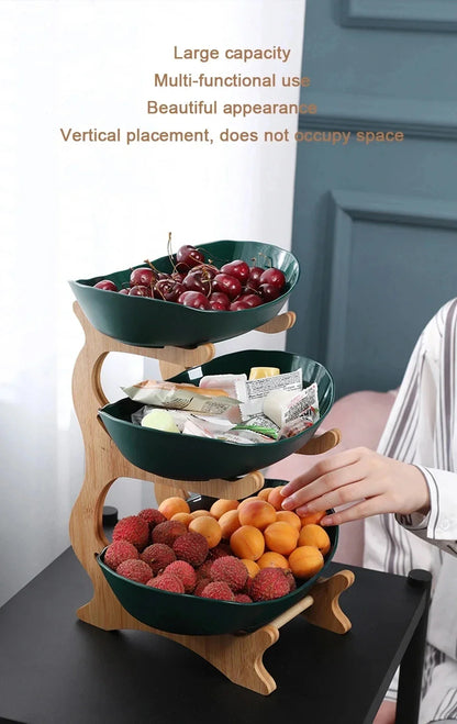 2/3 Layer Fruit Plate & Snack Dish - Modern Plastic Candy Basket, Cake Stand & Salad Bowl for Home Living Room