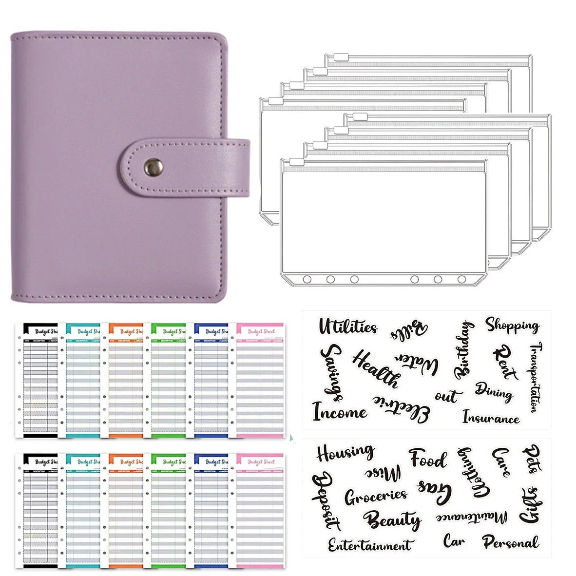 2023 Budget Planner – A7 Cash Envelope Savings Binder with 6 Holes for Financial Management, Loose-Leaf Notebook Organizer