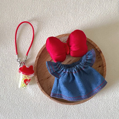 17cm Labubu Plush Doll Clothes – Macaron Outfit, Hair Accessories, DIY Clothing for V1 V2 Dolls & Kids Gift