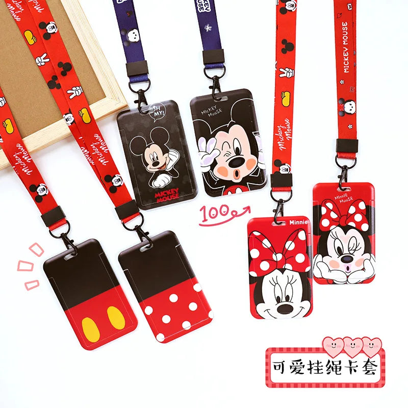 Disney Mickey ID Card Holder Lanyard – Girls Door Card Case, Hanging Rope Badge Holder, Neck Strap for Business Cards, Small Gift