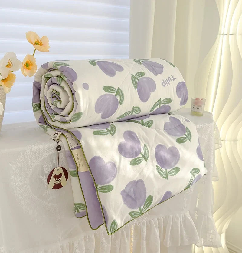 Washed Double Gauze Quilt – Lightweight Summer Comforter with Soya Fibre Filling, Soft & Breathable for Queen Size