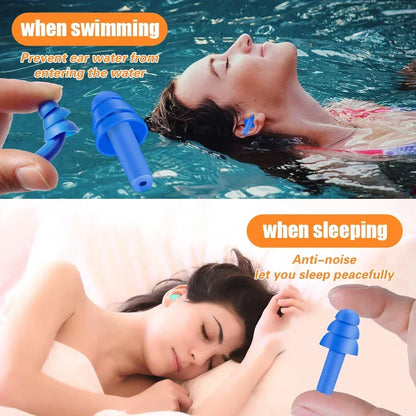 Reusable Waterproof Silicone Earplugs – Noise Reduction for Sleeping, Swimming, Surfing & Snorkeling with Storage Box