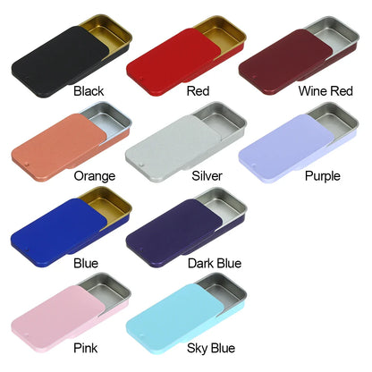 Metal Rectangular Mini Tin Box – Hinged Push-Top Candy, Pill & Small Storage Container