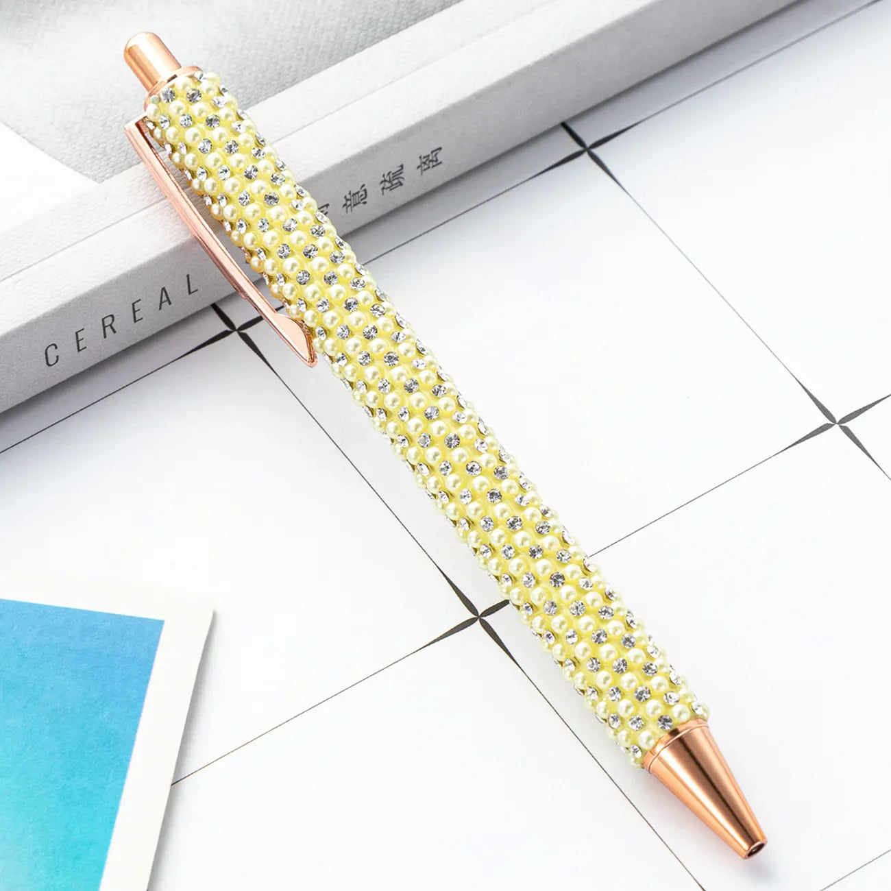 Lytwtw Pearl Rhinestone Ballpoint Pen – Luxury Rose Gold Metal Pen for Wedding, School & Office Supplies