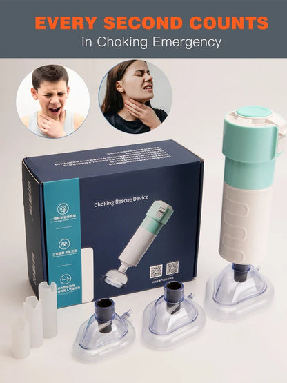First Aid Anti-Choking Rescue Device – Automatic Airway Assist with 3 Mask Sizes for Adults & Kids, Emergency Kit