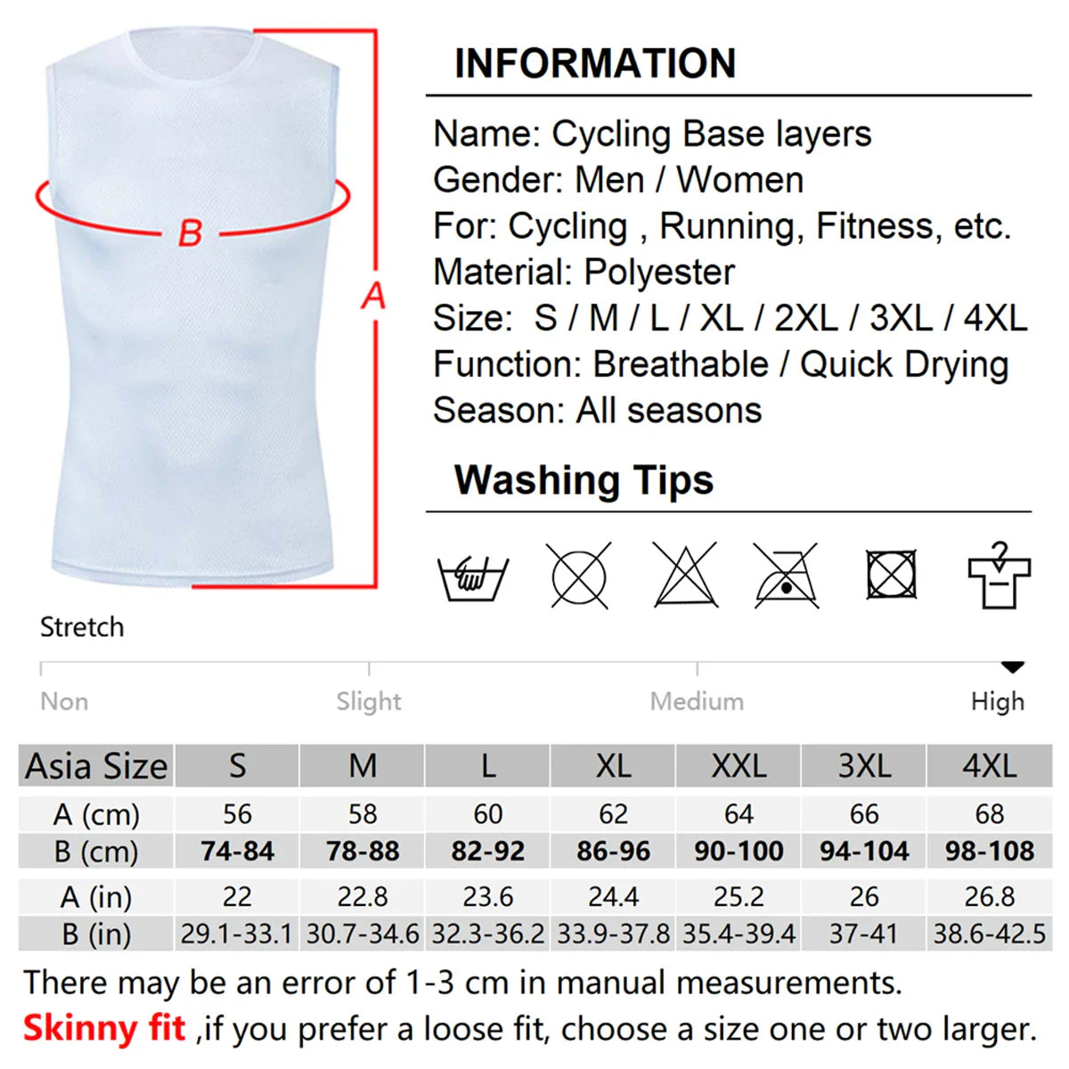 Reflective Cycling Base Layer Quick-Dry Vest – High Elasticity White Cycling Undershirt for Men Sport & Bike Jersey
