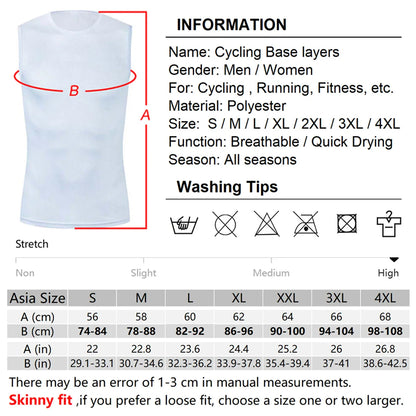Reflective Cycling Base Layer Quick-Dry Vest – High Elasticity White Cycling Undershirt for Men Sport & Bike Jersey