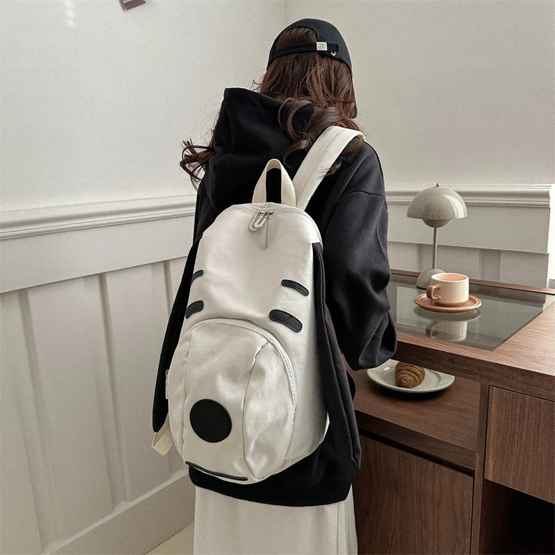 Cute Dog Canvas Backpack 2025 — Korean-Style Portable Student Travel Bookbag
