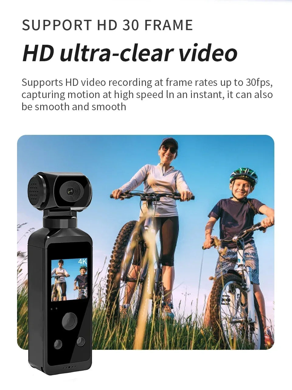 4K Ultra HD Pocket Action Camera — 270° Rotatable Vlog Sports Cam with WiFi, Waterproof Case & Helmet Mount