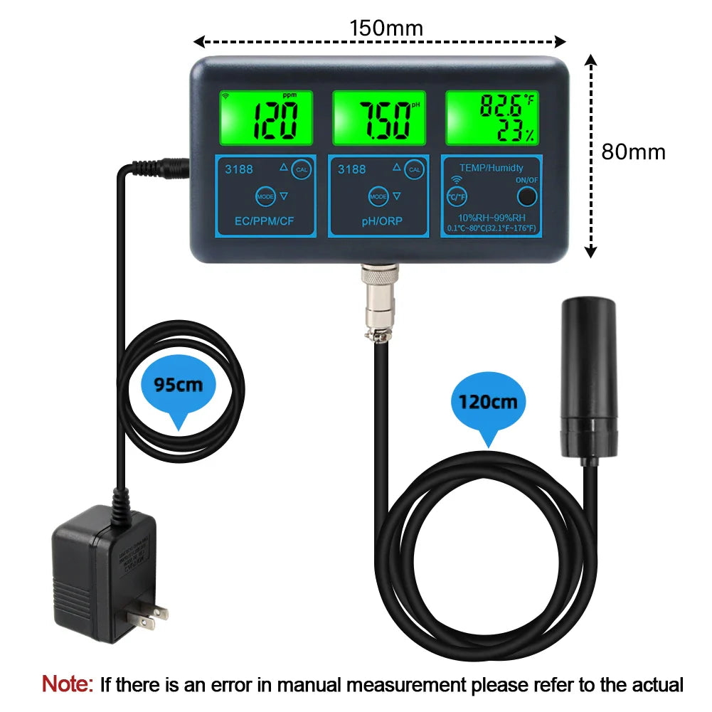 WiFi PH Meter & Water Tester – Temp, TDS, EC, ORP Smart Monitor for Aquariums, Hydroponics, Swimming Pools, Tuya APP Control