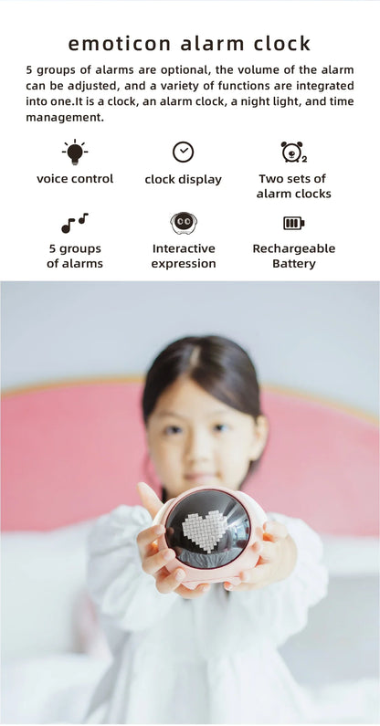 Digital Kids Alarm Clock with Light — Cute Cartoon Emotion Table Clock for Children
