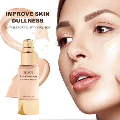 Liquid Concealer Foundation – Full Coverage, Pore-Minimizing, Dark Spot Correcting Waterproof Makeup with Oil Control
