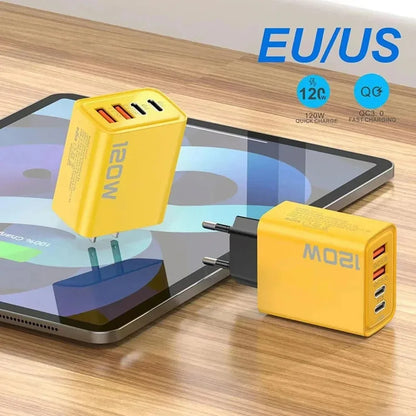 120W 4-Port USB Type-C Fast Charger – Quick Charge Adapter for iPhone, Samsung, Xiaomi