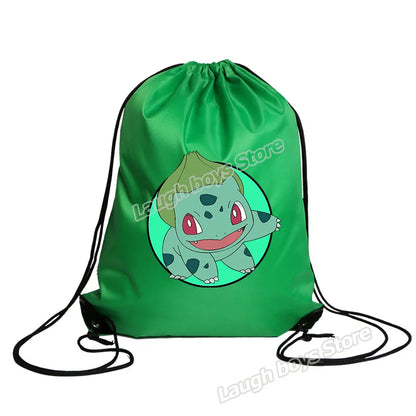 Pokémon Drawstring Tote Bag — Pikachu Character Print, Large Capacity Waterproof Backpack for Kids’ Shopping & Gift