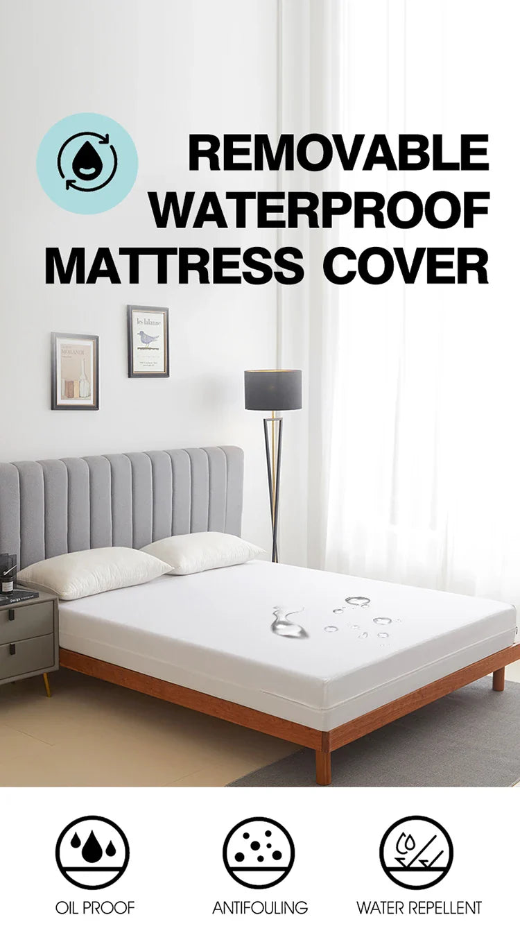 Waterproof Mattress Protector with Zipper - Soft, Breathable & Noiseless Cover for Single, Double, Queen, or King Size Bed