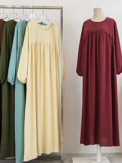 Muslim Women's Luxury Abaya Dress - Solid Color Modest Dubai-Style Kaftan for Ramadan & Special Occasions