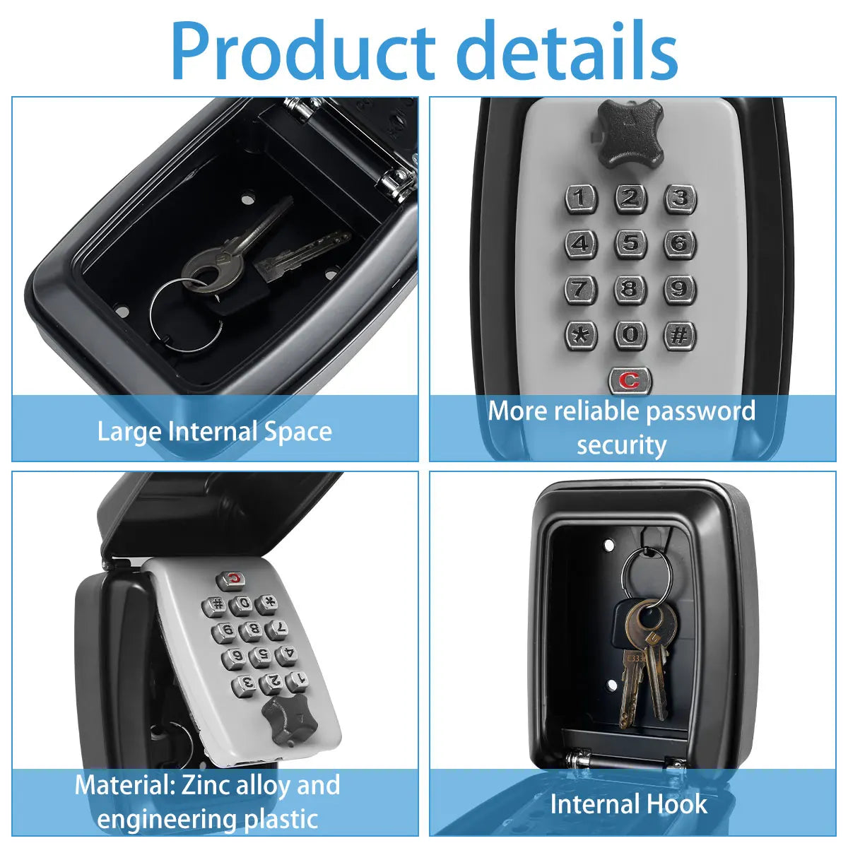 1/2Pcs Wall Mount Key Lock Safe – Portable Secret Storage Box with Code Security Lock for Home or Office Organizer