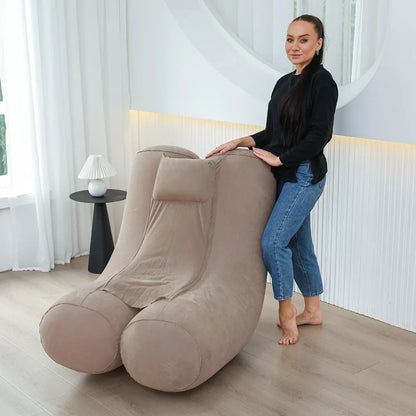 Folding Inflatable Sofa Chair - Thick Durable Compact Lounge for Gaming, Relaxing & Sleeping