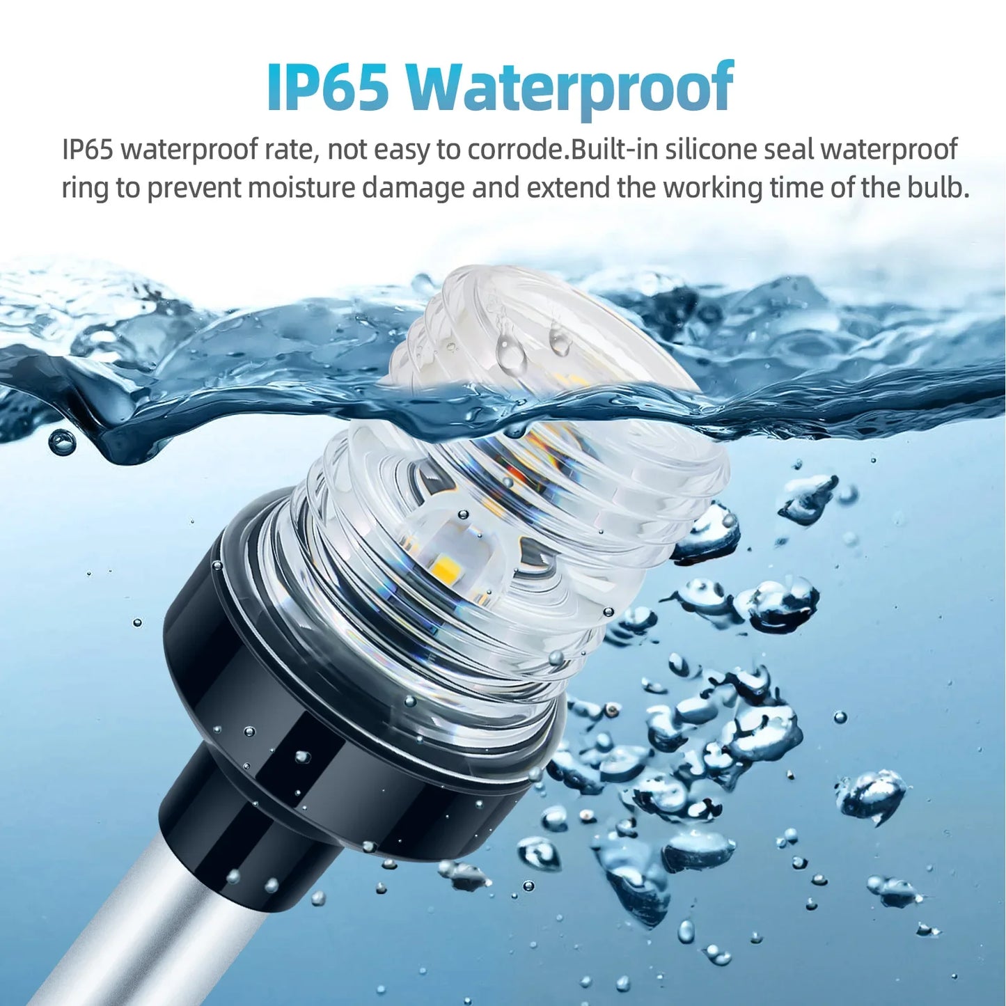 12V/24V LED Boat Navigation Light – 360° Fold Down Marine Signal Anchor Light for Yacht & Sailing