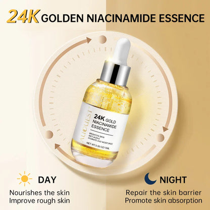 Niacinamide 24K Gold Face Serum — Hyaluronic Acid Whitening Dark Spot Corrector Skincare Essence