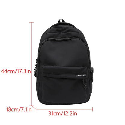 Large Capacity Black Backpack | Solid Color School & Travel Bag for High School & Middle School Students