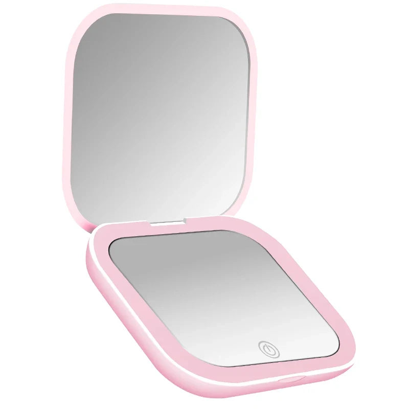 LED Lighted Compact Makeup Mirror - 1X/2X Magnifying Folding Pocket Travel Mirror for Purse & Gift