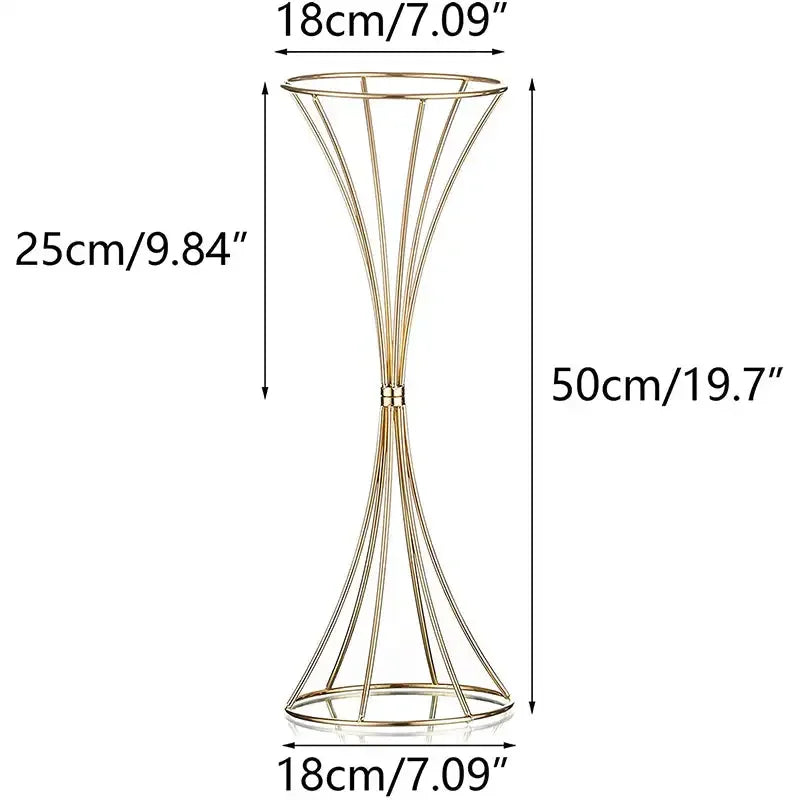 Gold Iron Flower Vase — Wedding Table Centerpiece & Home Flower Stand Decoration