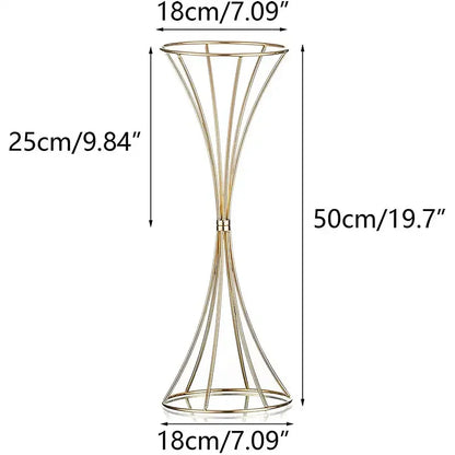 Gold Iron Flower Vase — Wedding Table Centerpiece & Home Flower Stand Decoration