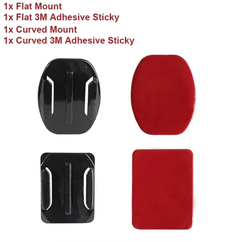 Helmet Adhesive Mount Set for GoPro Hero 8–13, Insta360, DJI & SJCAM – Flat & Curved Sticky Camera Accessories